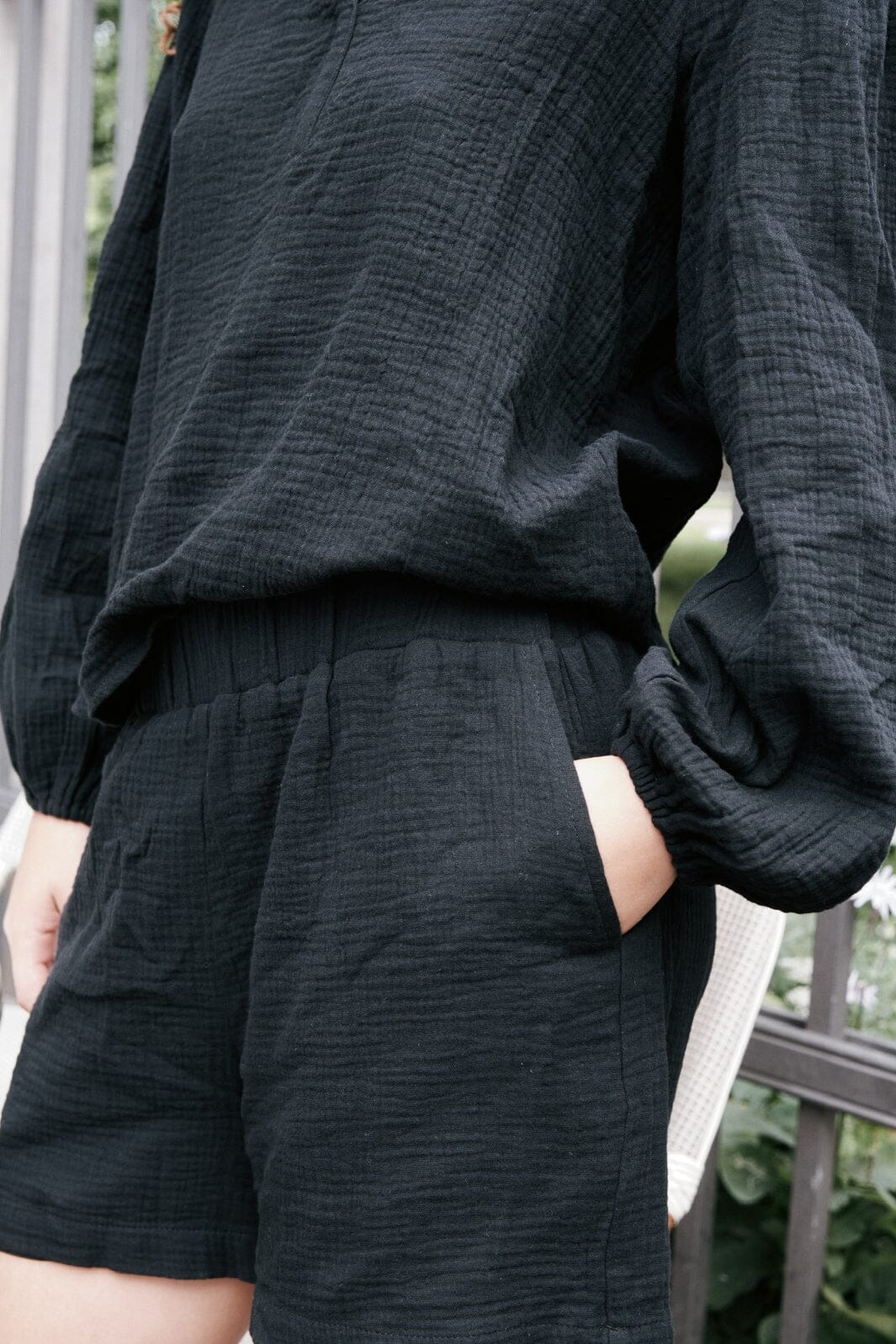 Neo Noir Ally Waffle Shorts black