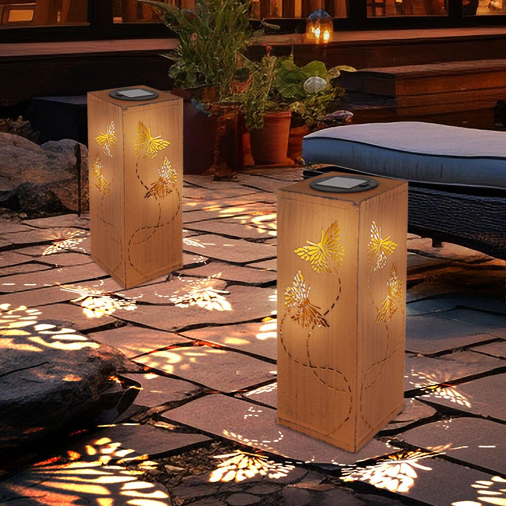LED Solarleuchte, Metall, Schmetterling, rost, H 26 cm