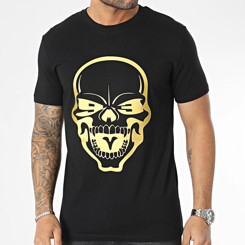 Tee Shirt Skull Noir Doré