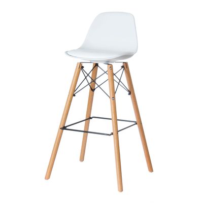 Lot de 2 tabourets haut STEELWOOD - pied hêtre - assise blanche