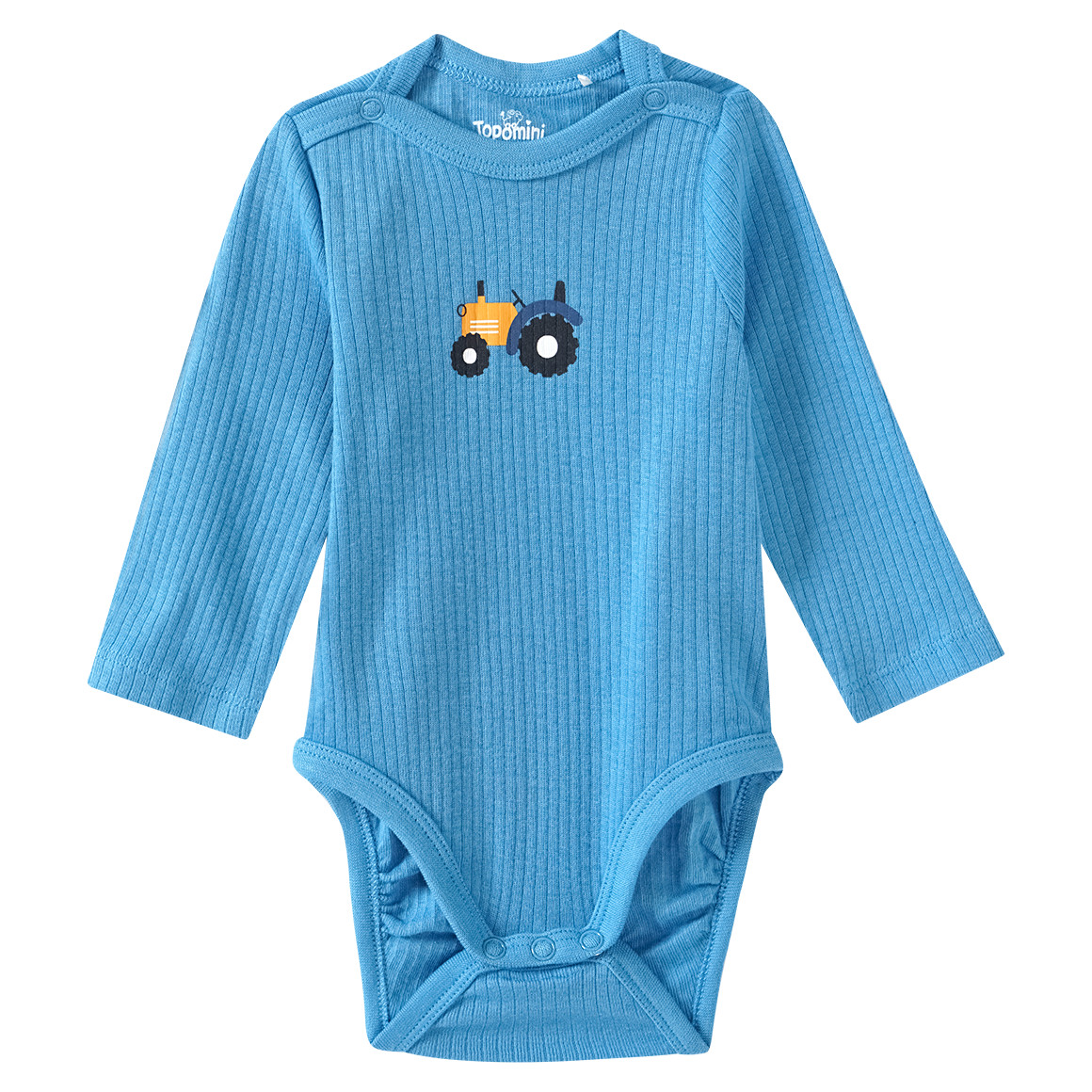 Topomini 2 Baby Bodys aus Bio-Baumwolle blau / beige