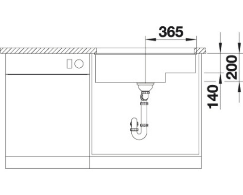 Blanco SUBLINE 700-U spoelbak, 730 x 460 mm, steengrijs, 523453