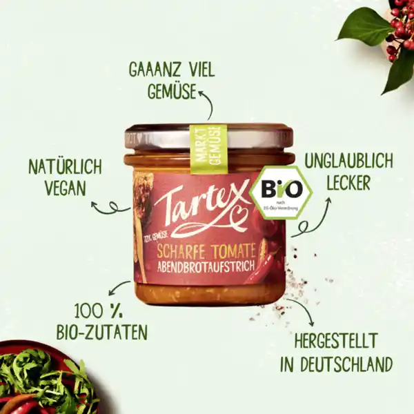 Bio Marktgemüse Brotaufstrich Scharfe Tomate