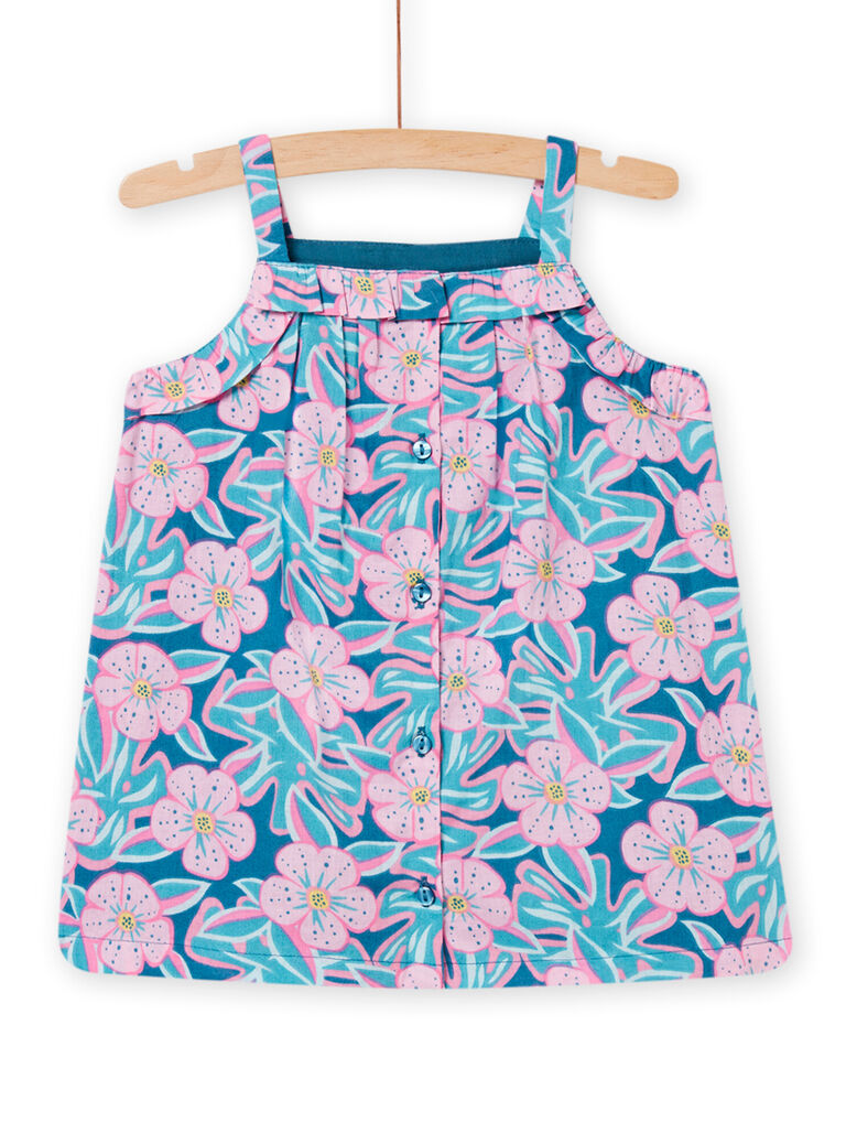 Robe bleu pétrole à imprimé fleuri bébé fille