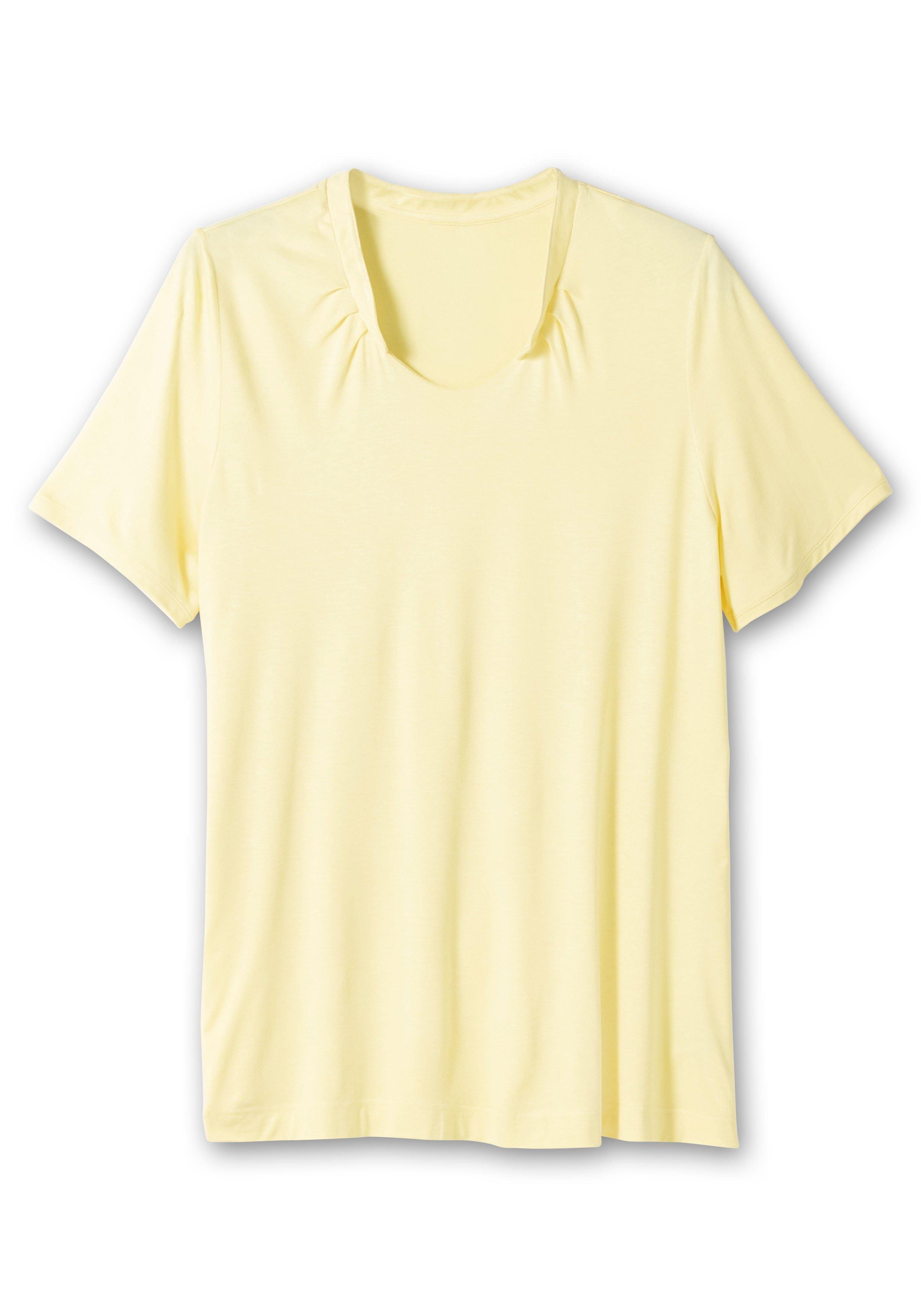 Shirt mit Faltenpartie am Stehkragen