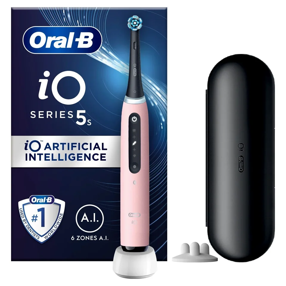 Oral-B - iO5s Pink Elektrisk Tandbørste & iO Gentle Care Udskiftningshoveder 4 styk (Bundle)