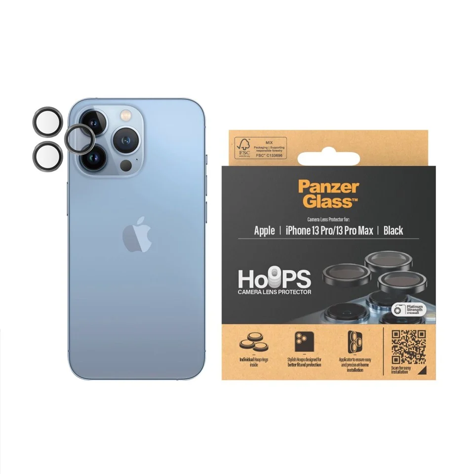 PanzerGlass - HOOPS Kameralinsebeskytter til iPhone 13 Pro - 13 Pro Max - Sort