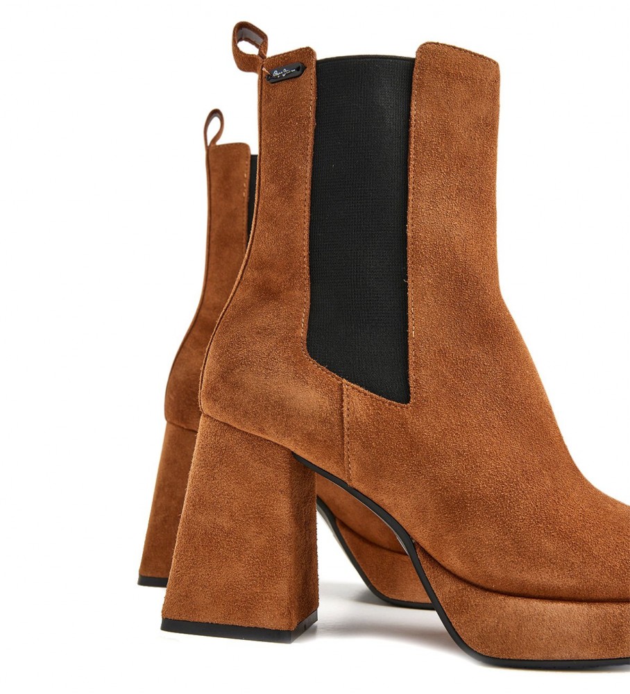 Botas de cano curto Pepe Jeans Abba Chelsea em couro marrom