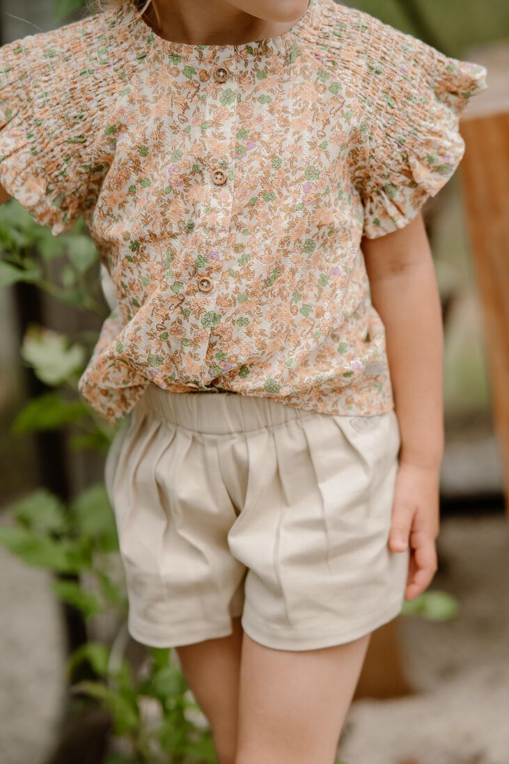 DAILY7 zand daily7 blouse short sleeve flower