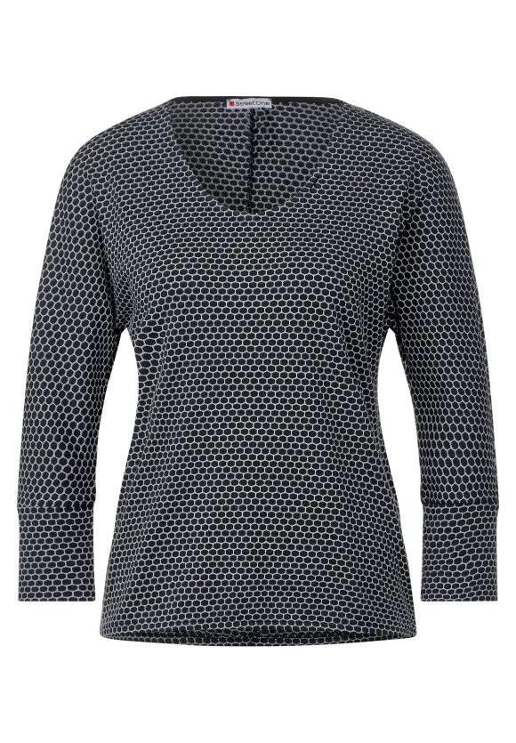 V-Ausschnitt Shirt - deep blue melange