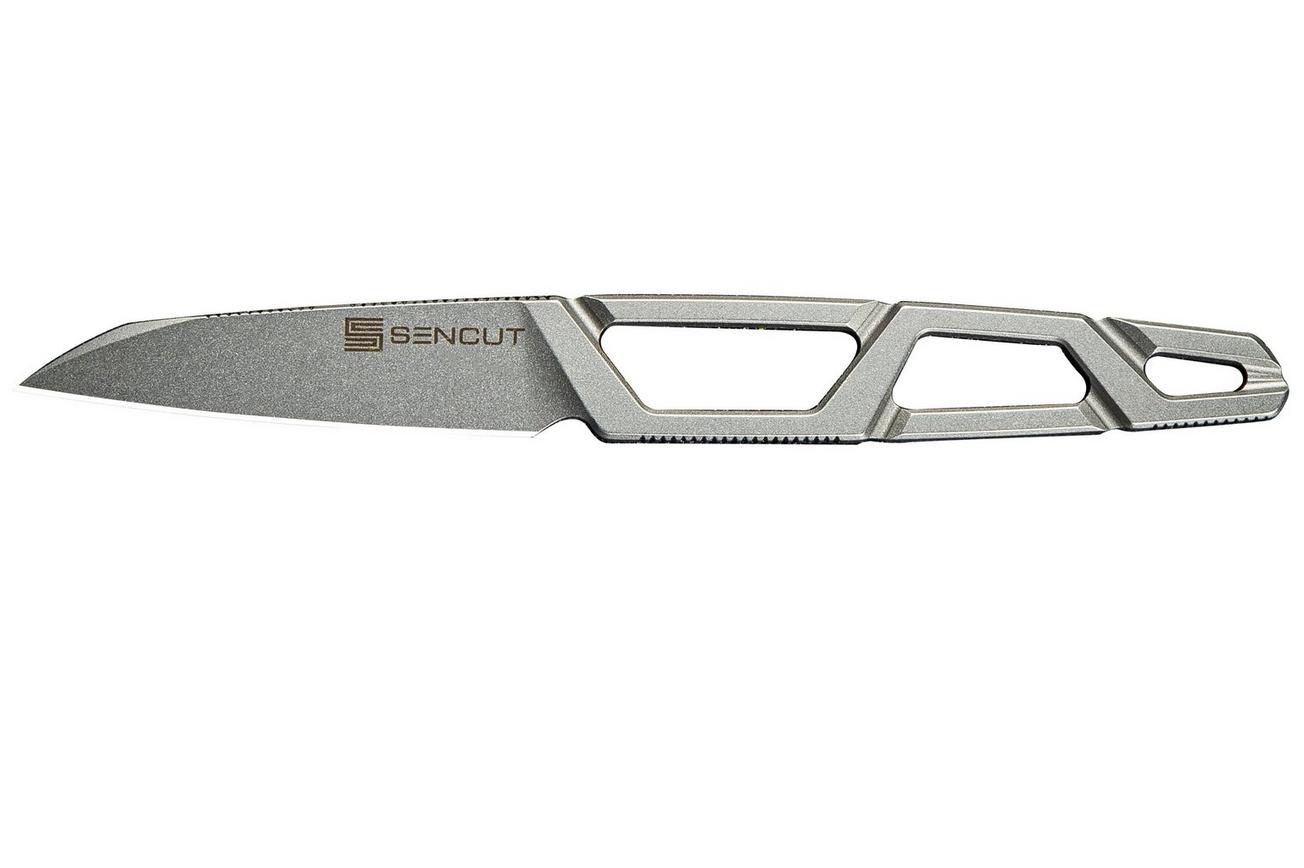 SENCUT TEXO S23095-2 Fixed Blade Neck Knife Skeletonized One-Piece, Stonewashed, nekmes, kydex schede