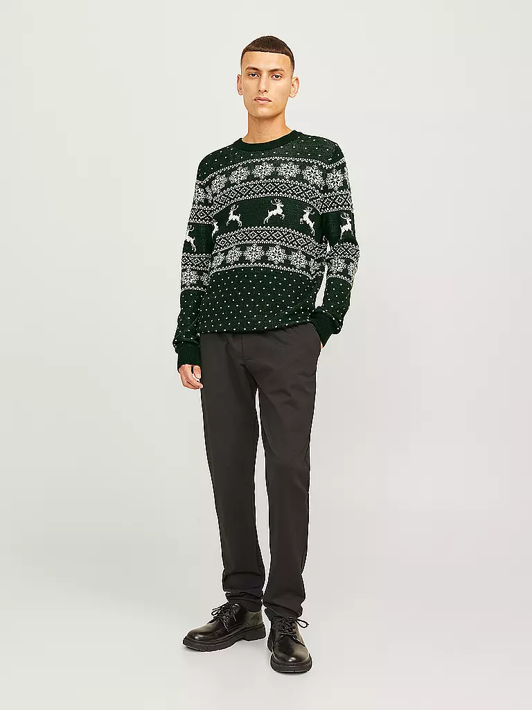 JACK & JONES Pullover JJXMAS GABRIEL dunkelgrün