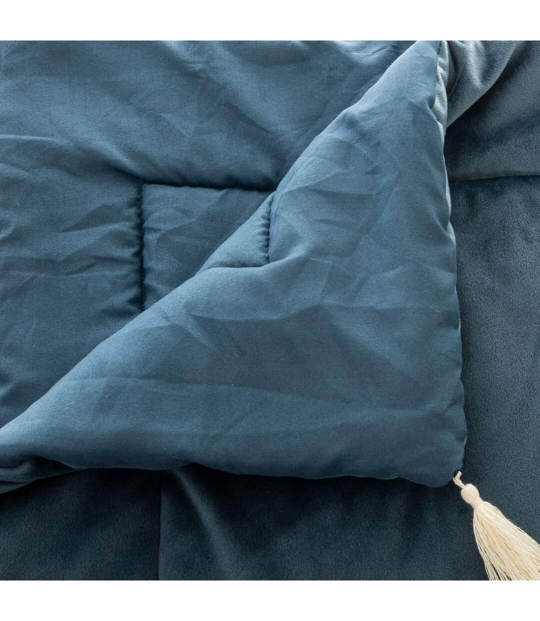 Edredon design velours Hiver - L. 80 x l. 180 cm - Bleu