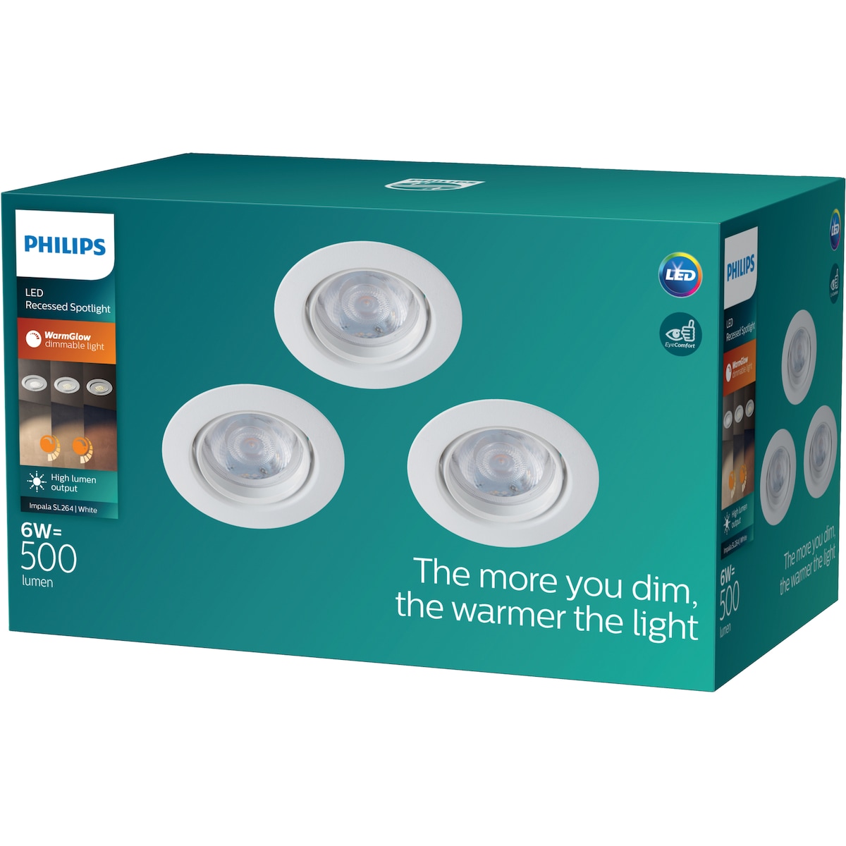 Philips Impala Ceiling spotlys 6W 3-pakning (hvit)