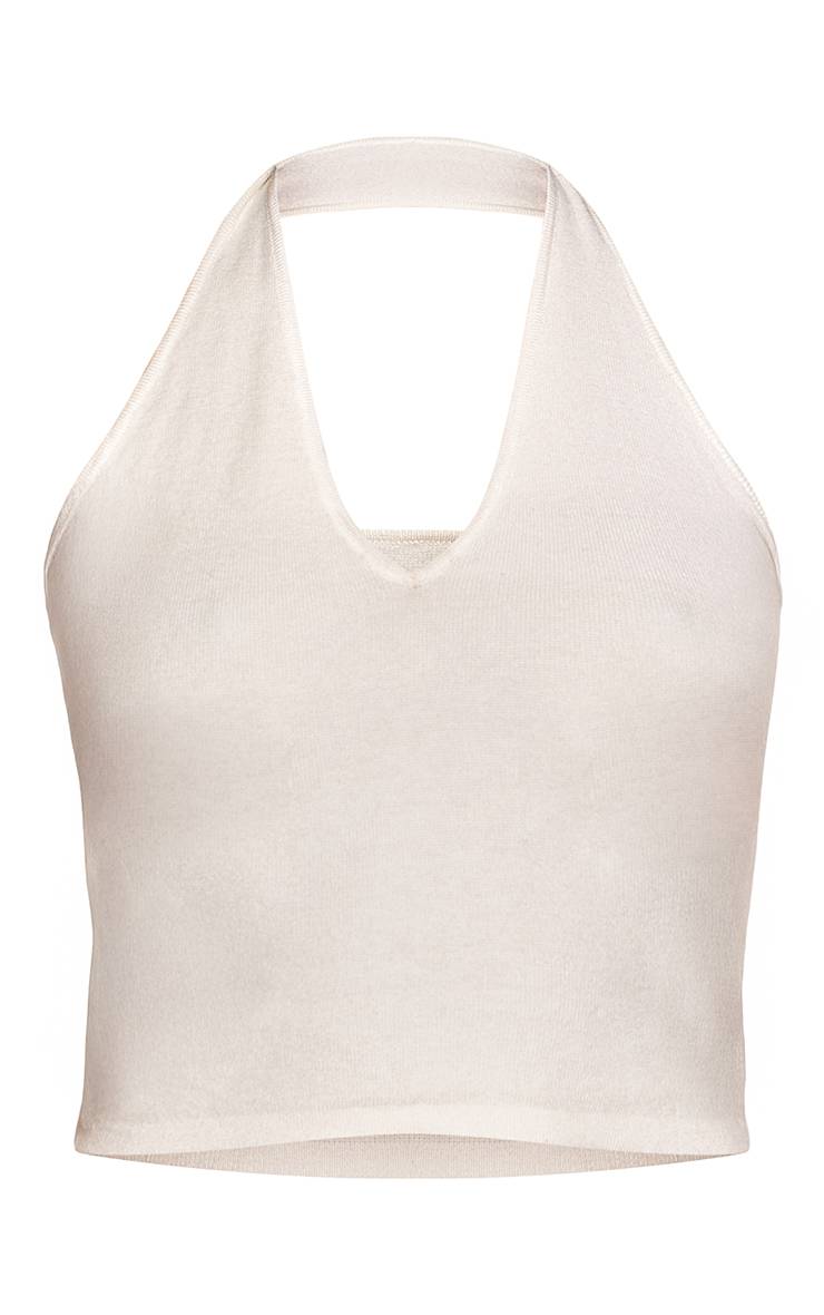 Crème T-shirt En Maille À Col Licou