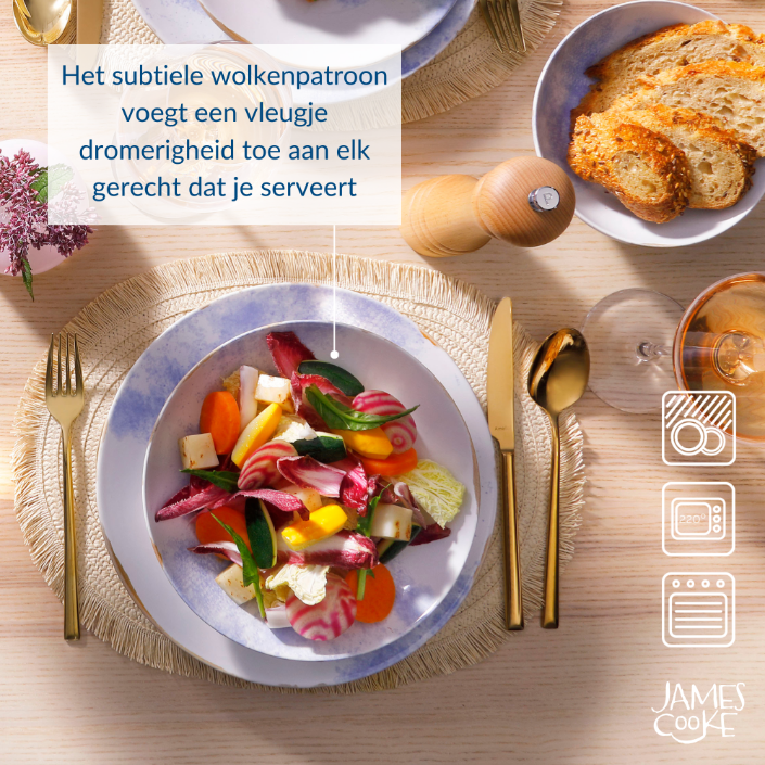 James Cooke - Clouded Charm - Bord - 2 stuks - Ã¸ 27 cm - Wit|Blauw