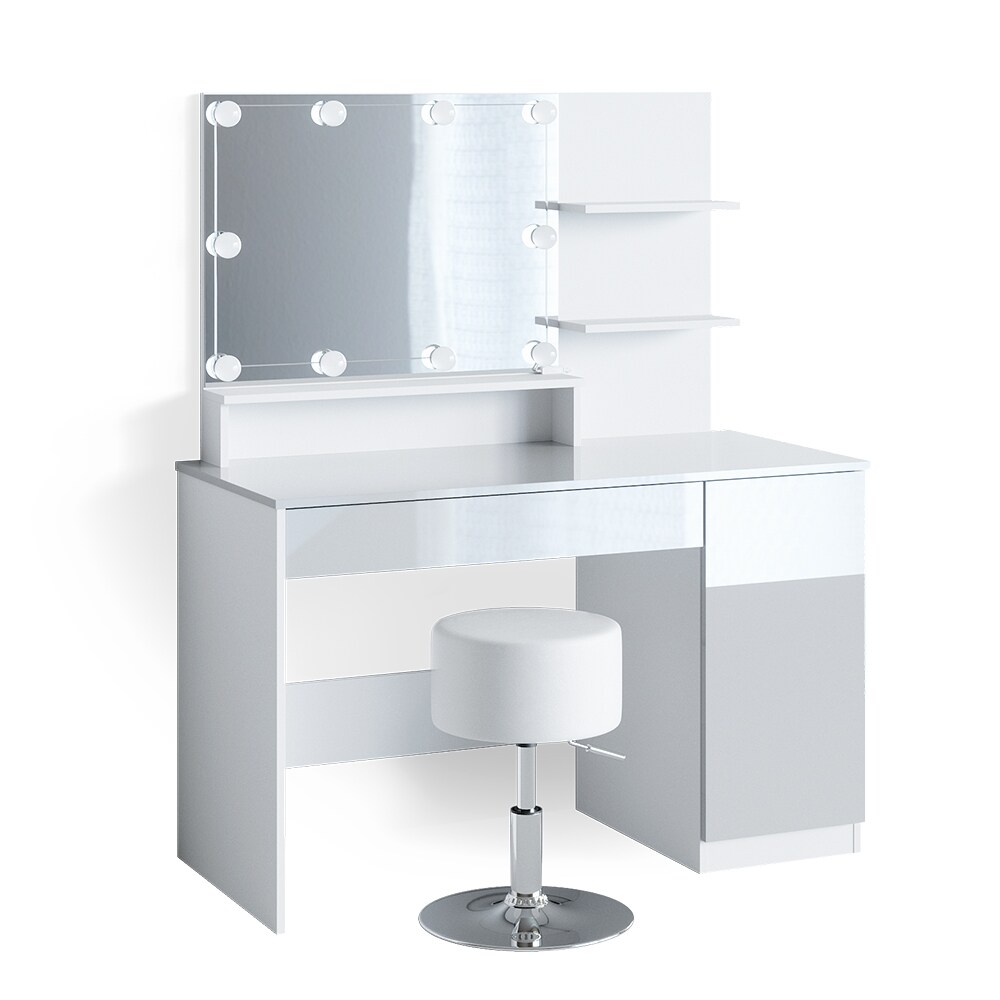 Vicco Schminktisch Frisiertisch Schminkkommode Elisa LED Beleuchtung & Hocker