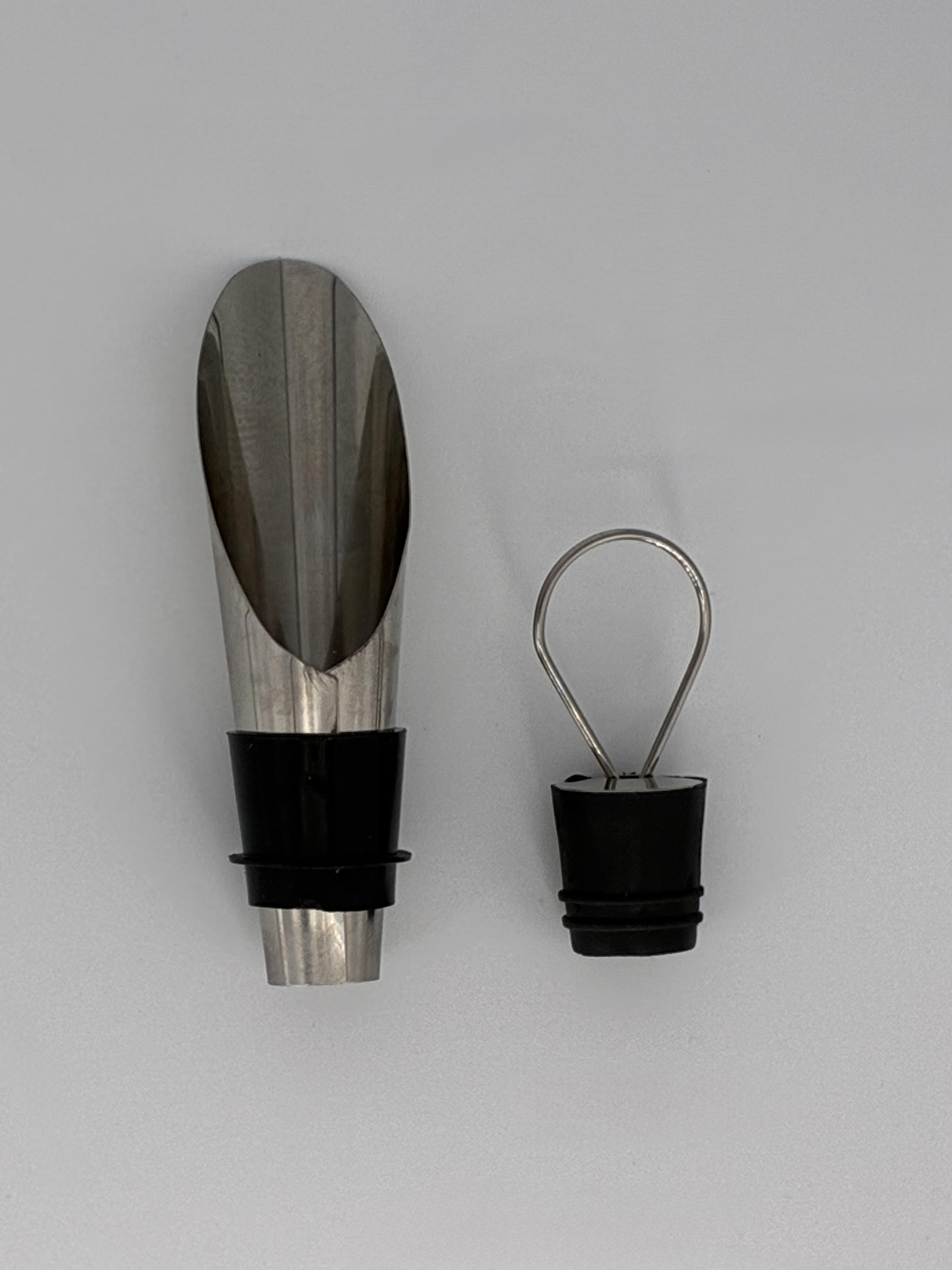 2in1 Auminium Wein Dekanter Aufsatz und Drop Stop Ausguss - Silber