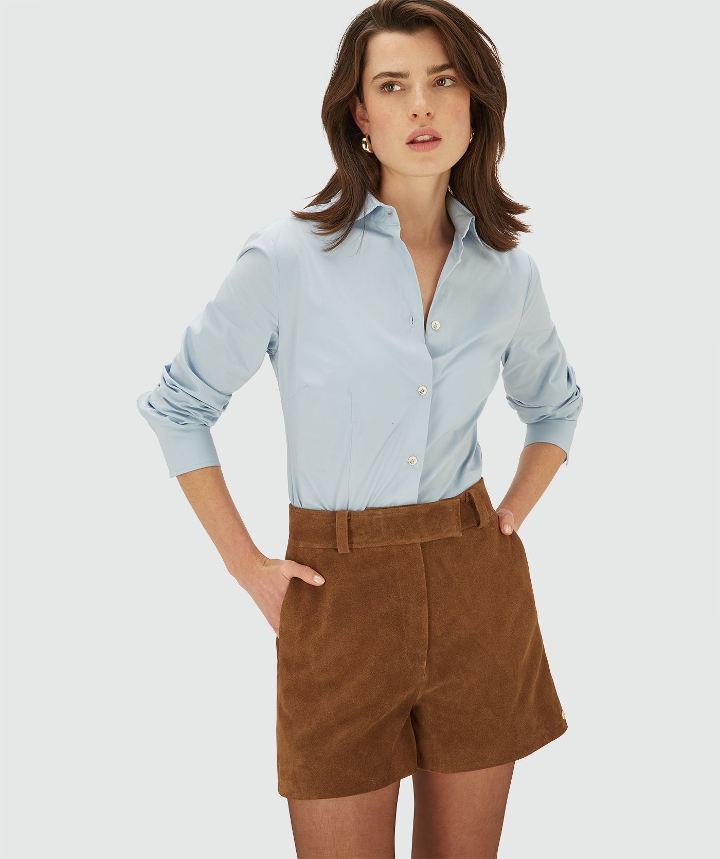 JV-FENELLA high rise shorts van suède - brown