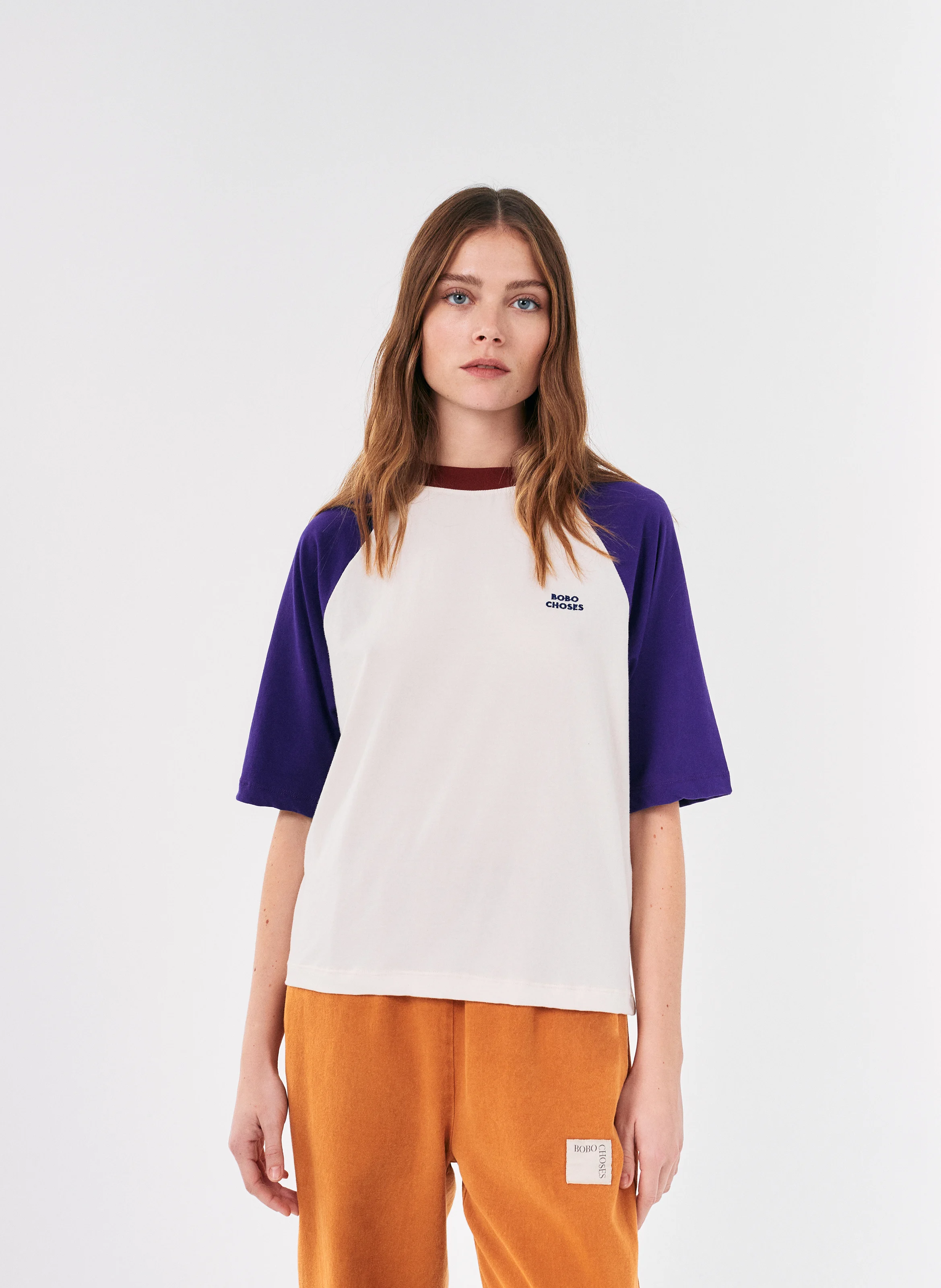 Tee-shirt col rond droit en coton bio | Multicolore