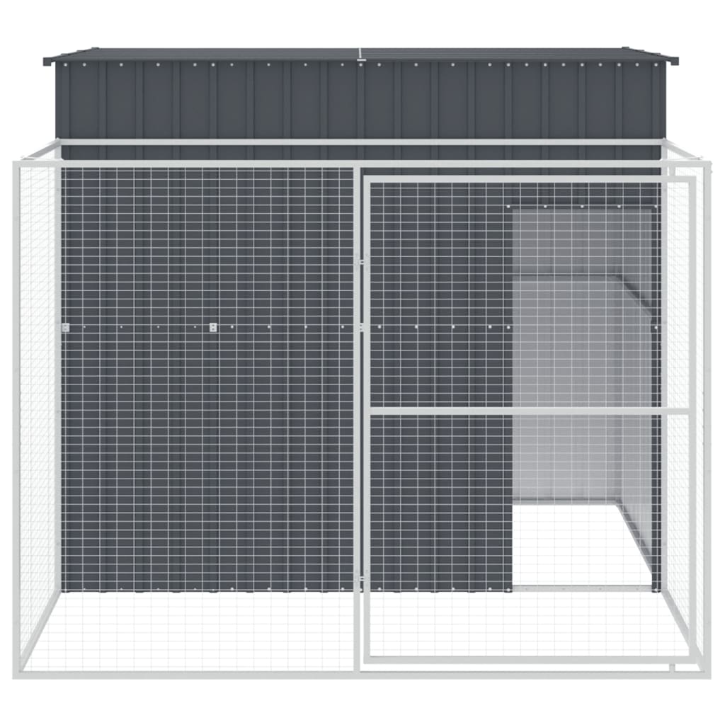 Canil vidaXL com área de exercício, aço galvanizado, cinza, 214x1069x181 cm