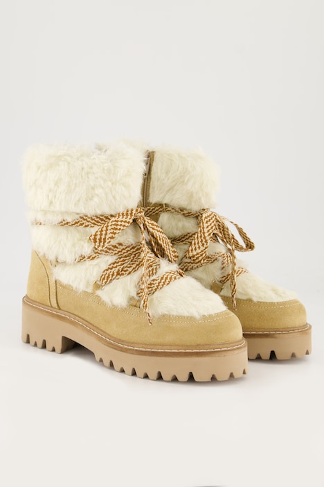 Lederboots, Veloursleder, Teddyfleece, Weite H