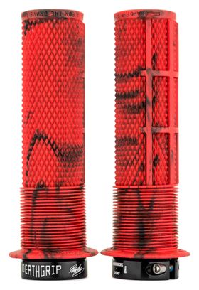 Paire de Grips DMR DeathGrip Thin Avec Flanges Rouge Marbre