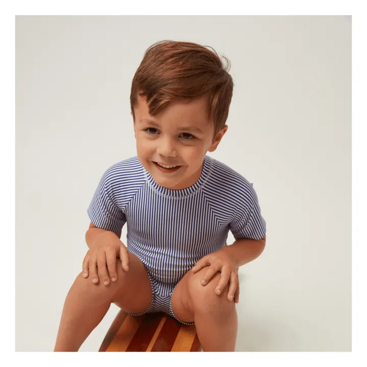Minnow Combishort Anti-UV Rayé | Bleu marine