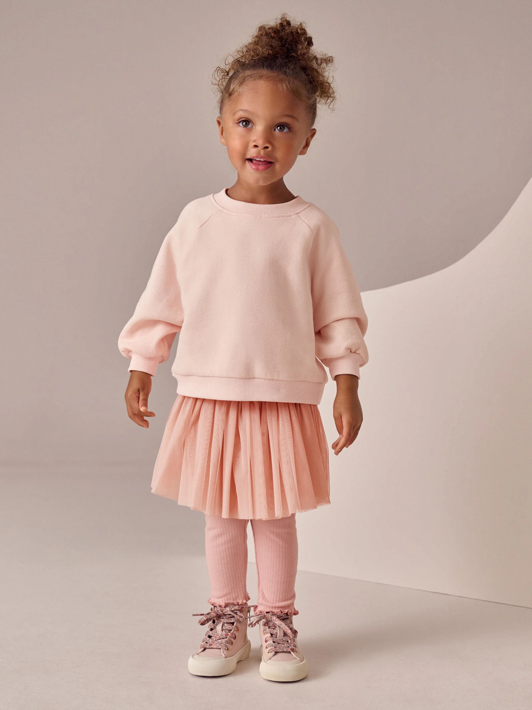 Roze - 2 -delige Set van Sweatshirt, Rok en Leggings (3mnd-7jr)