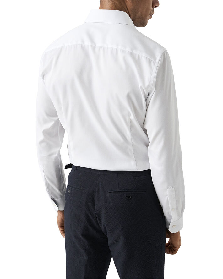 ETON Slim Fit White Solid Signature Twill Paisley Effect Shirt Hvid