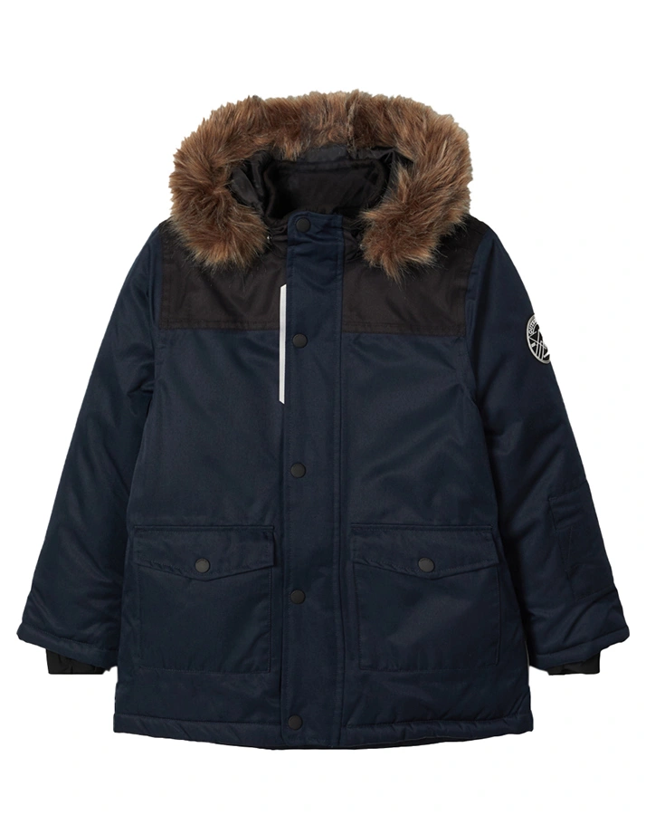 Funktions-Winterjacke NKMSNOW10 mit Kunstfellbesatz in dunkelblau