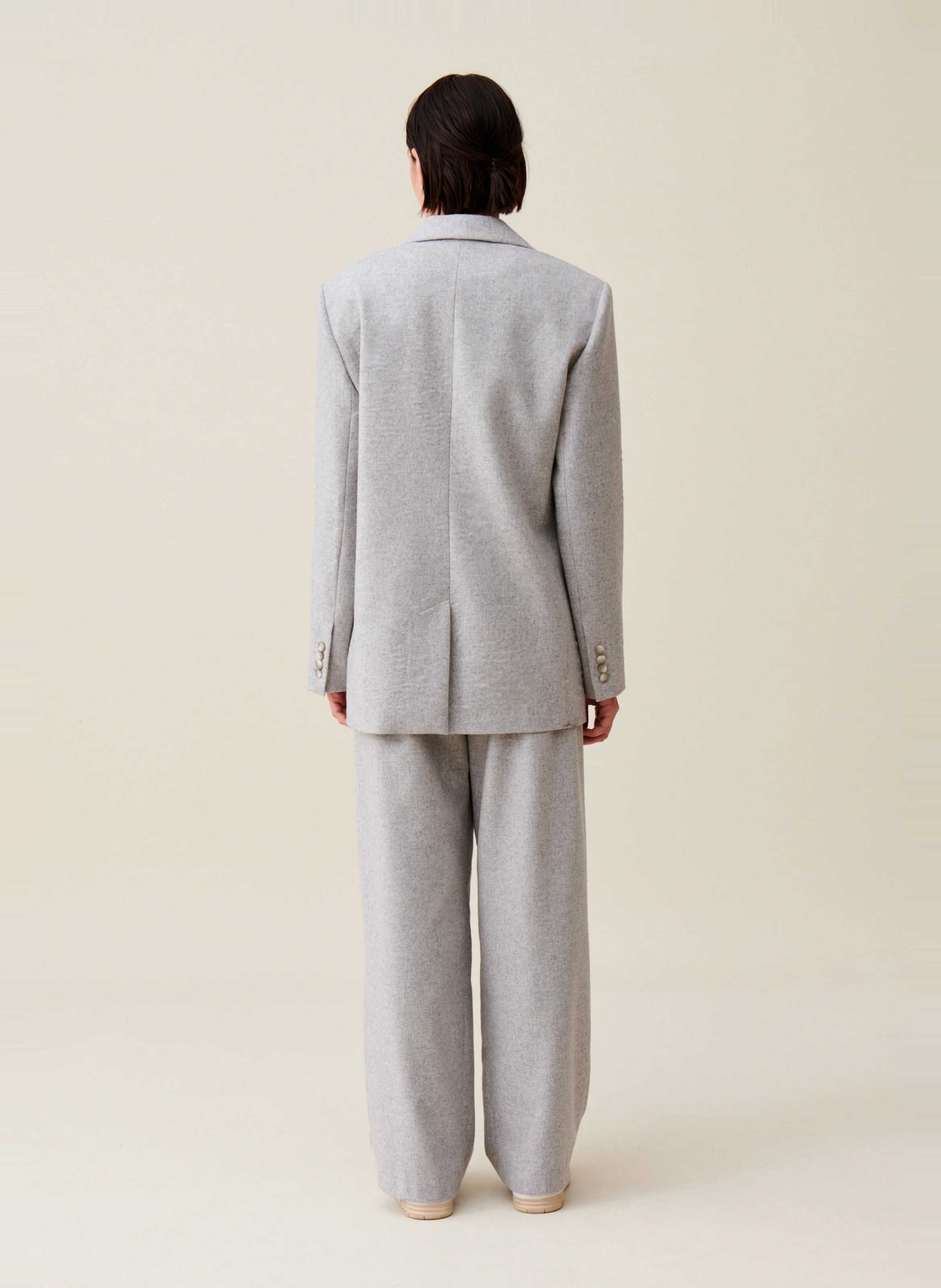 Veste de tailleur droite en laine mélangée | Gris