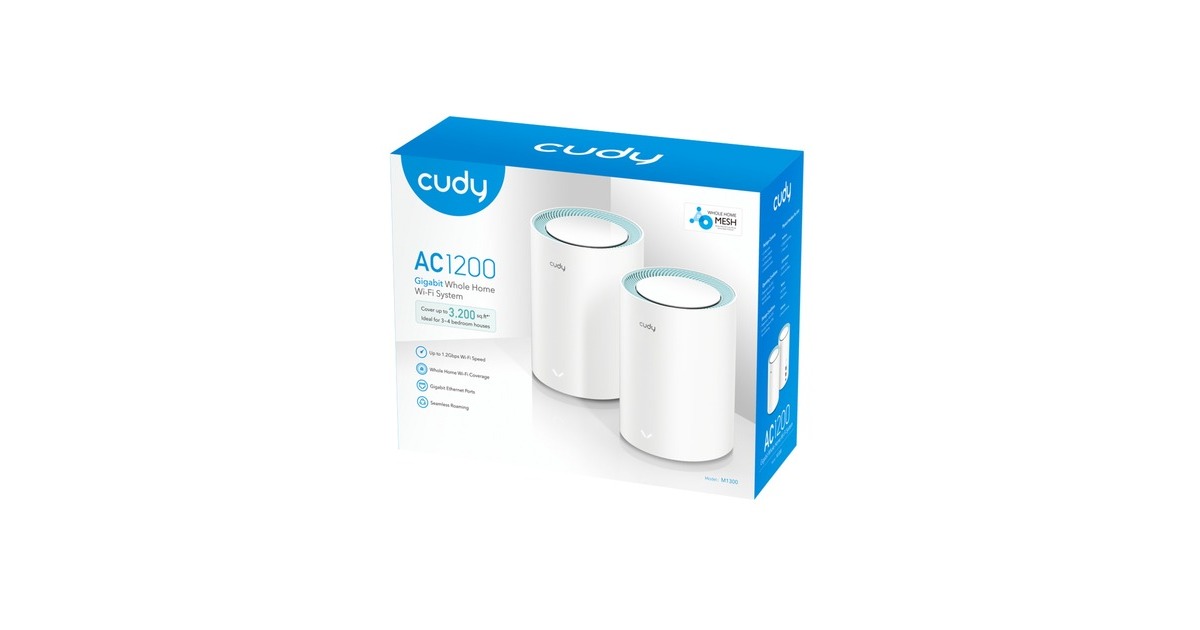 CudyAC1200 Gigabit Mesh Wi-Fi System (2-Pack) mesh router  (Wit)