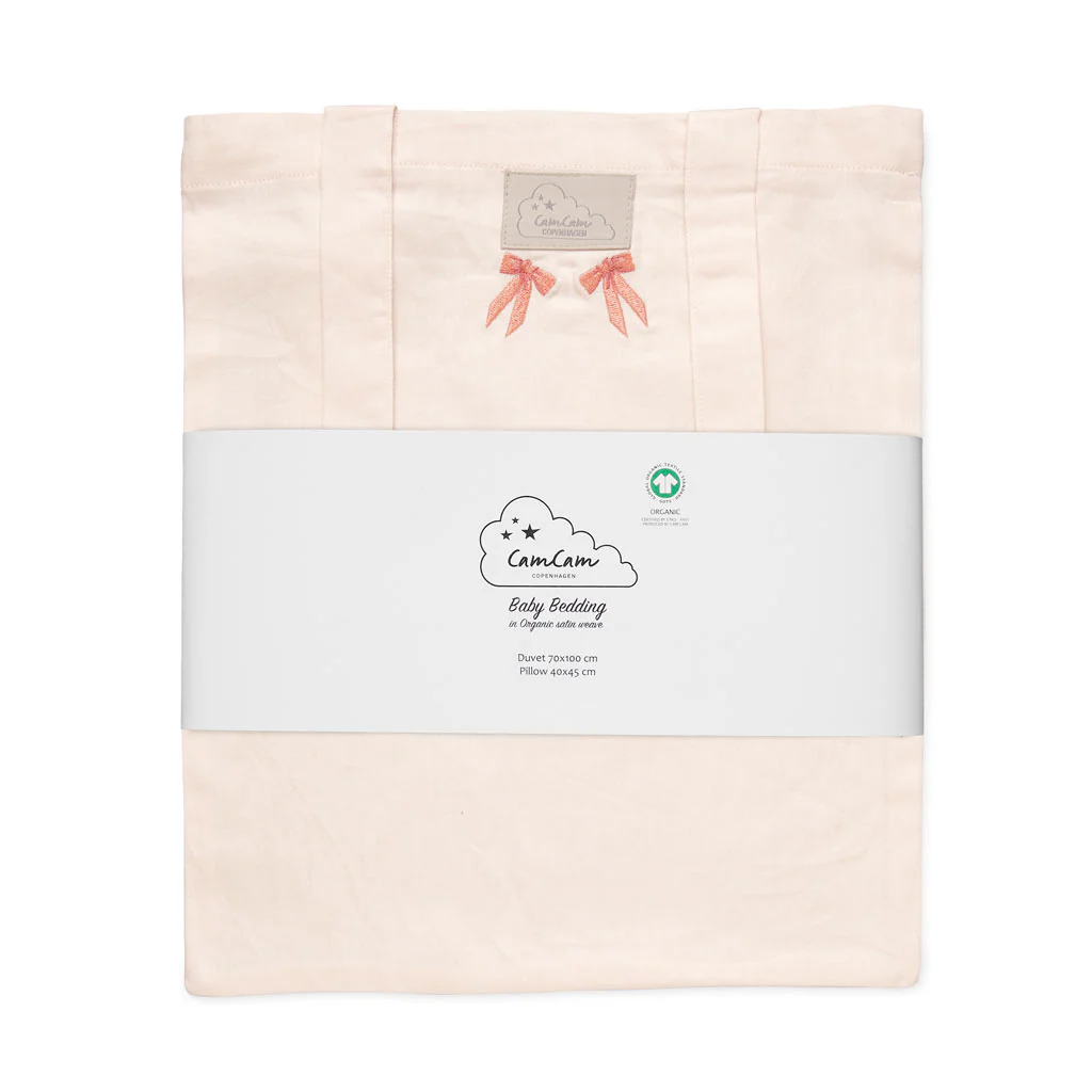 Broderet Sengetøj, Baby, 70x100cm - GOTS - Bows