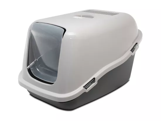 Maison de toilette pour chat, bac à litière avec couvercle coloris gris - Longueur 57 x Profondeur 39 x Hauteur 41 cm