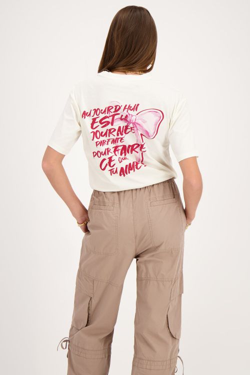 Off-white T-shirt met roze strik