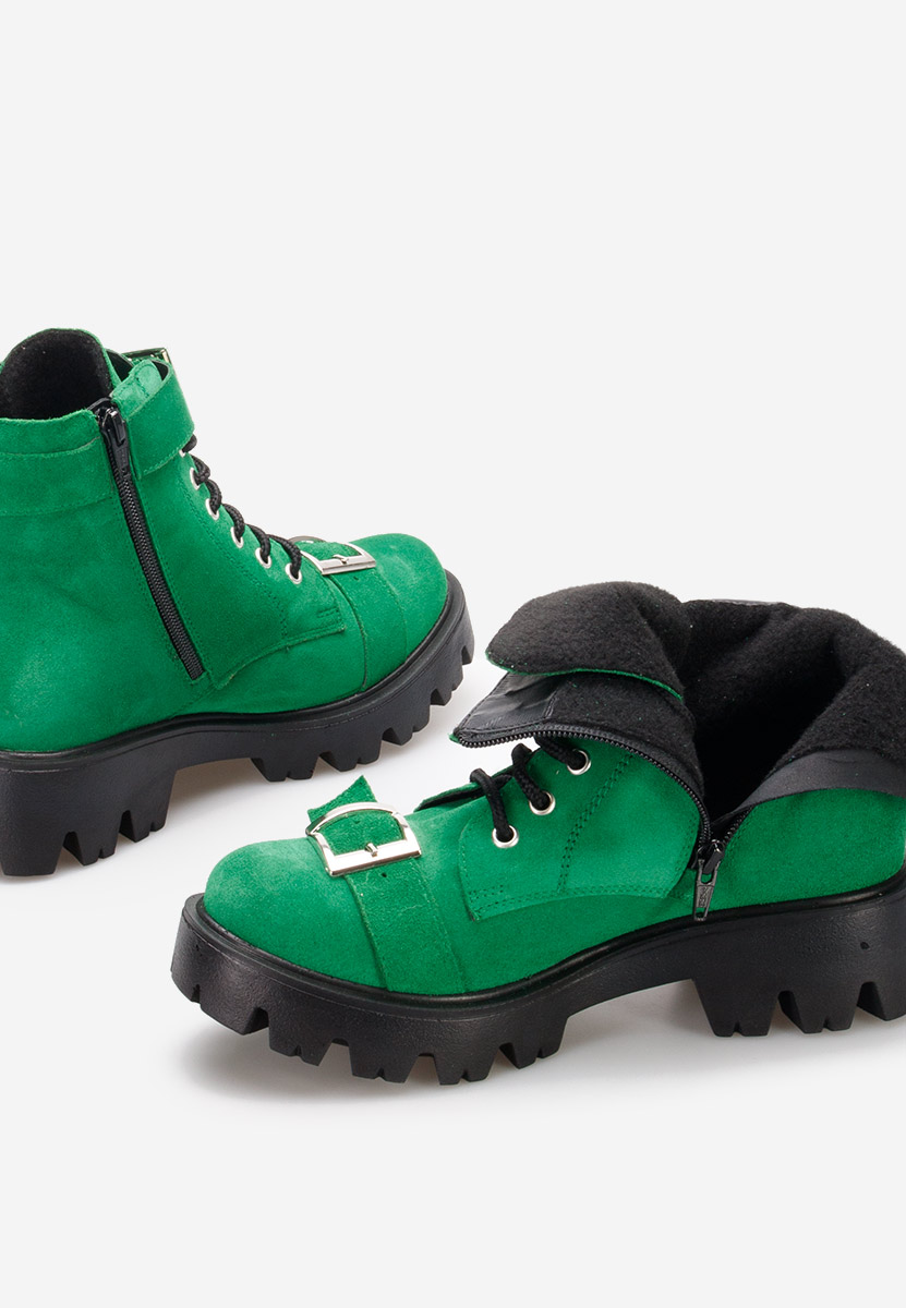 Bottines à lacets femme en cuir verts Antonina V2