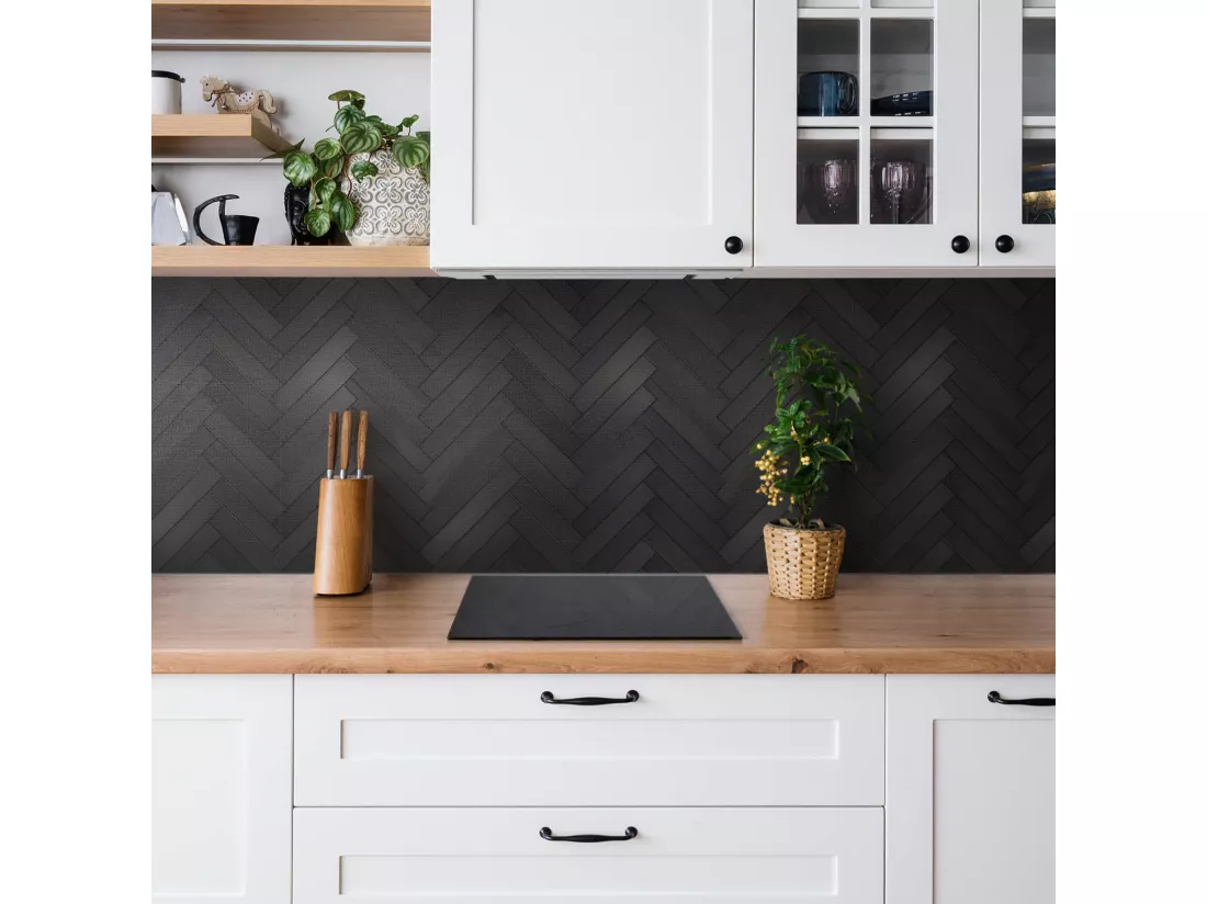 Panneaux muraux autocollants en vinyle imperméable - Parquet foncé 100 x 50 cm