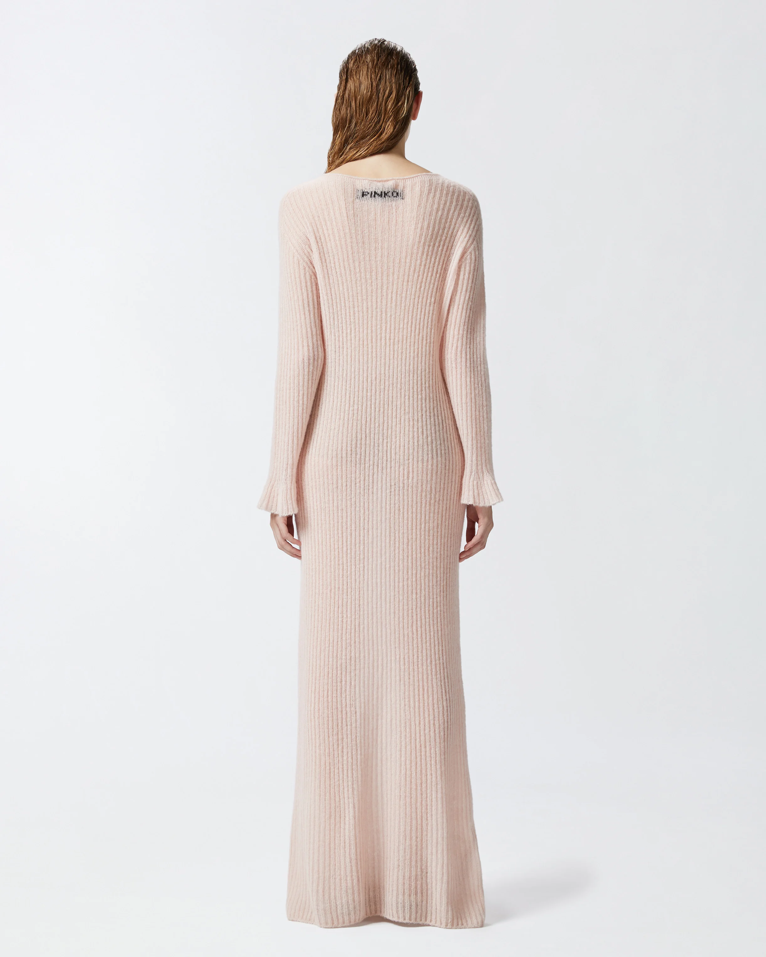 Robe longue côtelée légère effet voile | Rose