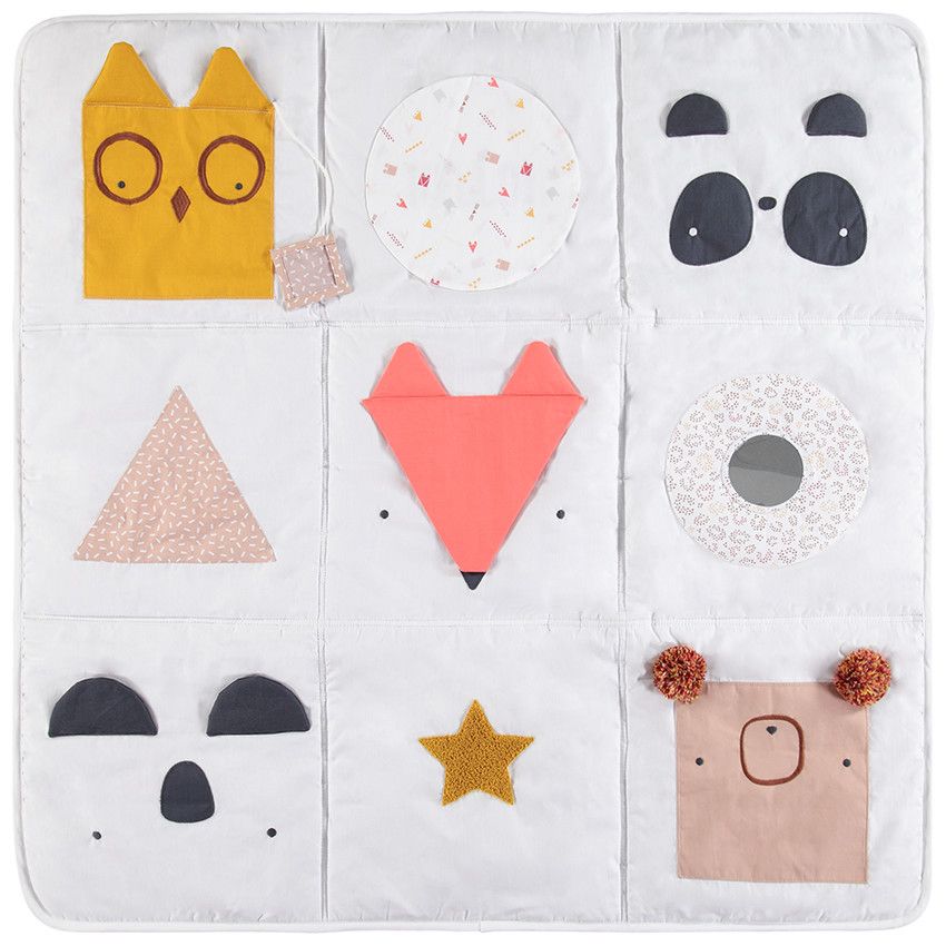 Tapis d'éveil multipoches à détails en relief - Ecru