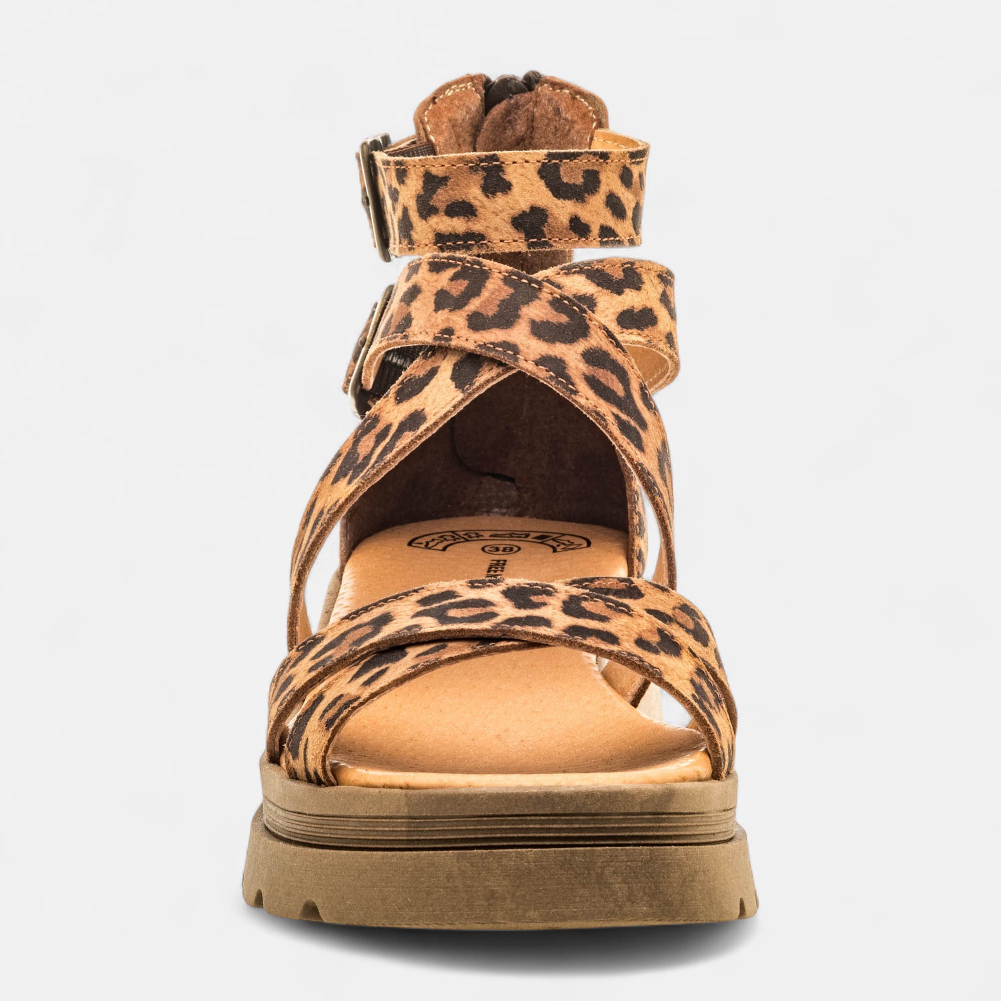 Sandales Femme en cuir camel