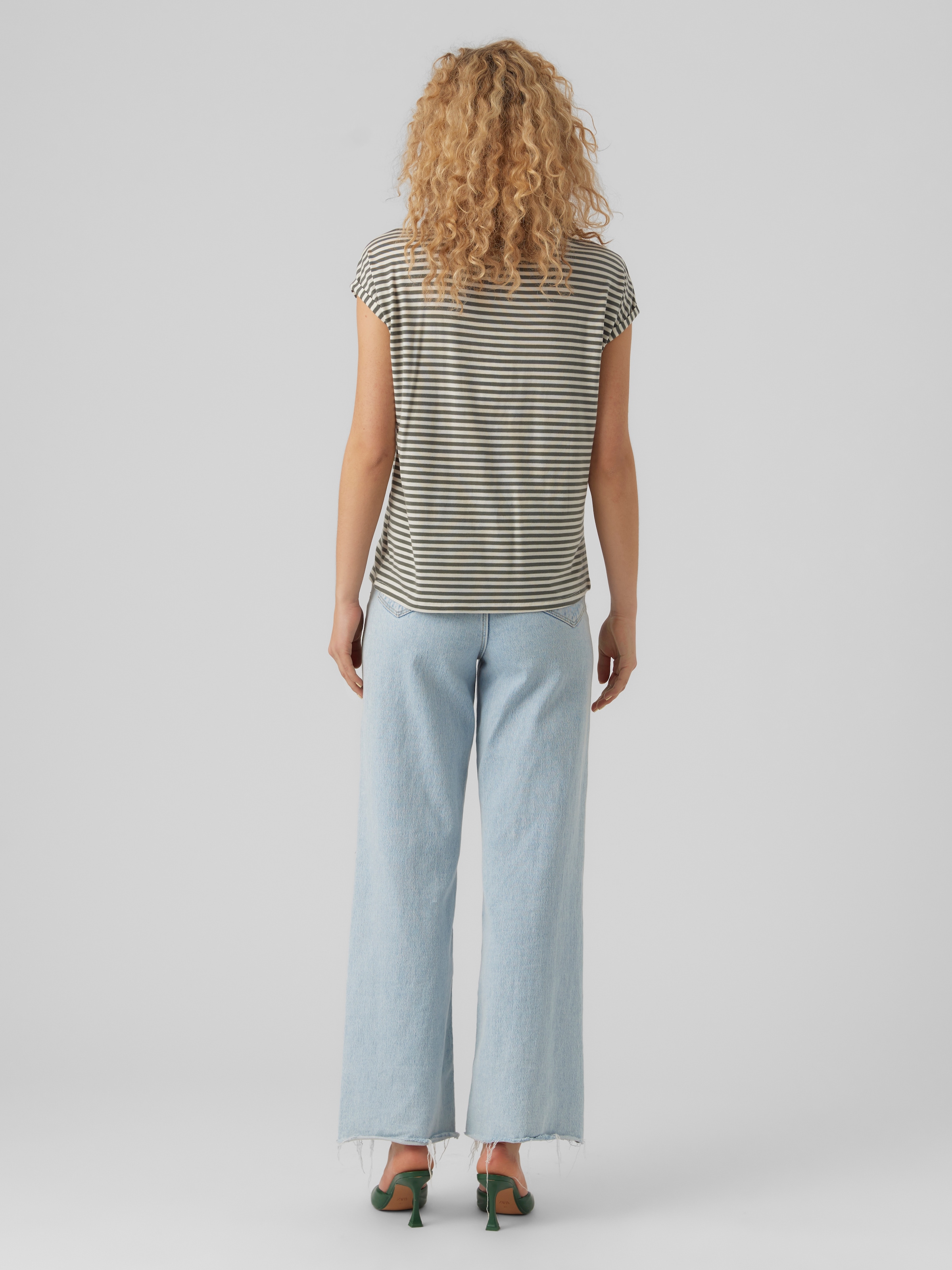 Vero Moda Rundhalsshirt »VMAVA PLAIN SS TOP STRIPE GA JRS NOOS«