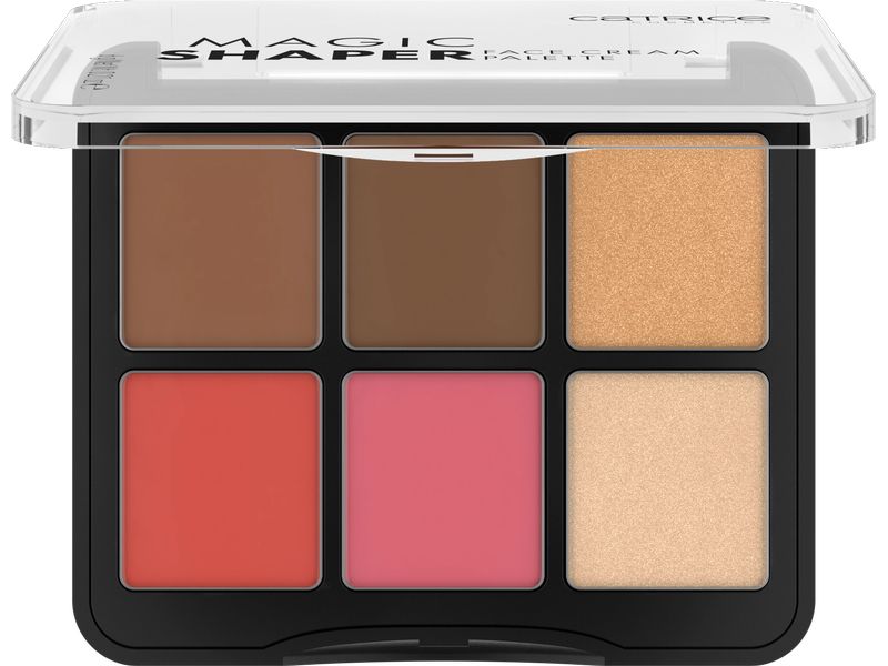 Catrice Rouge Magic Shaper Face Cream Palette 010 Holy Grai Make-up-Palette mit 6 Rouge-, Bronzer- und Highlighter-Creme-Texturen in Pink-, Braun- und Goldtönen