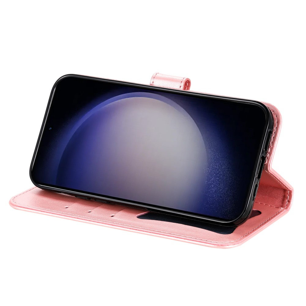 Samsung Galaxy S24  Plus Leder Tasche Wallet - Mandala Flowers Imprint - Rosa