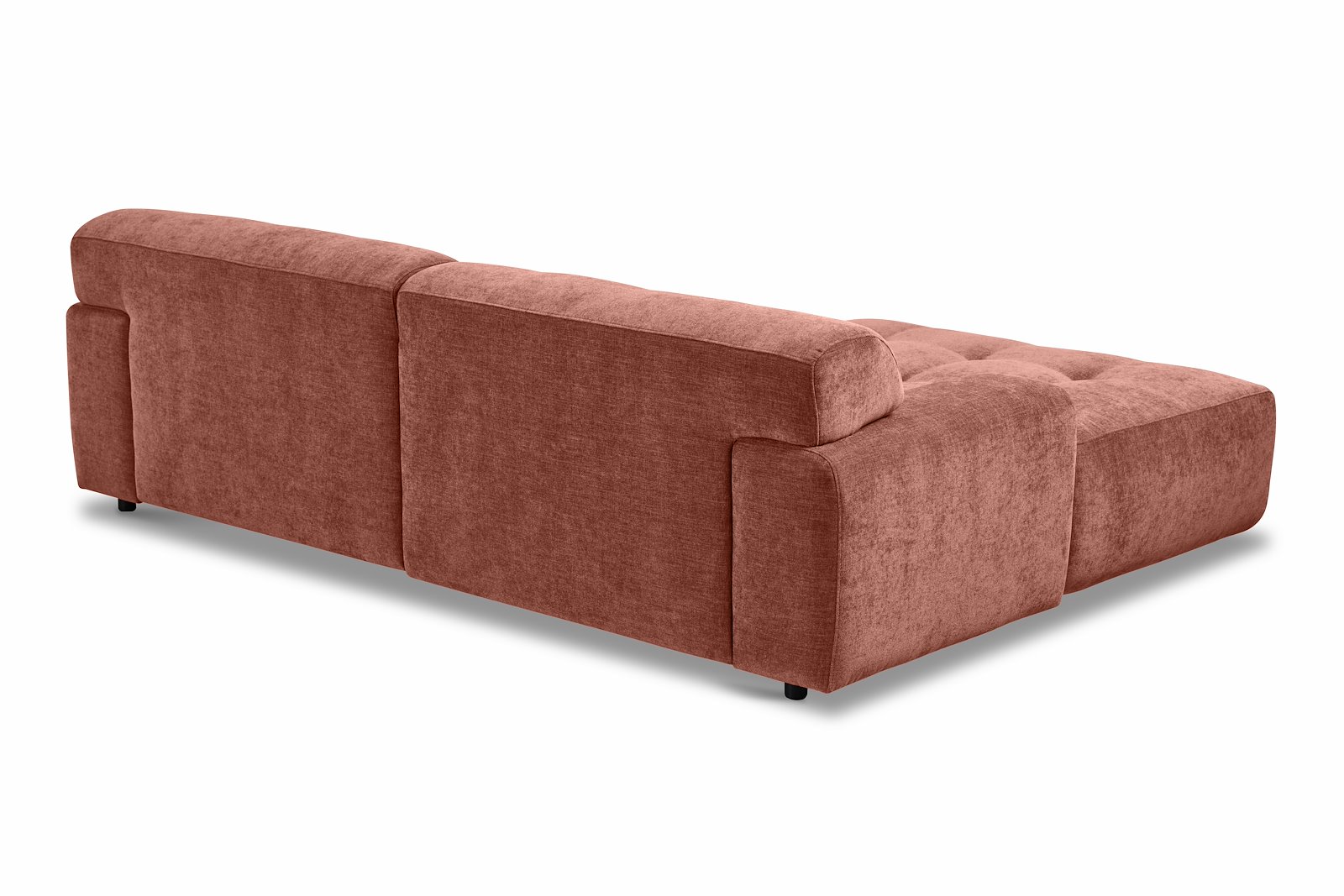 Bob sofa 1,5-seter med sjeselong høyre. Tekstil City 64 Rust med sorte ben.