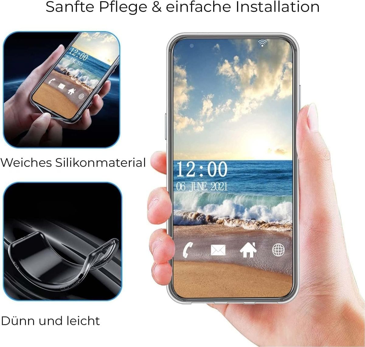 Hülle für Apple iPhone 16 15 14 13 12 Pro Max Mini Case Cover Transparent