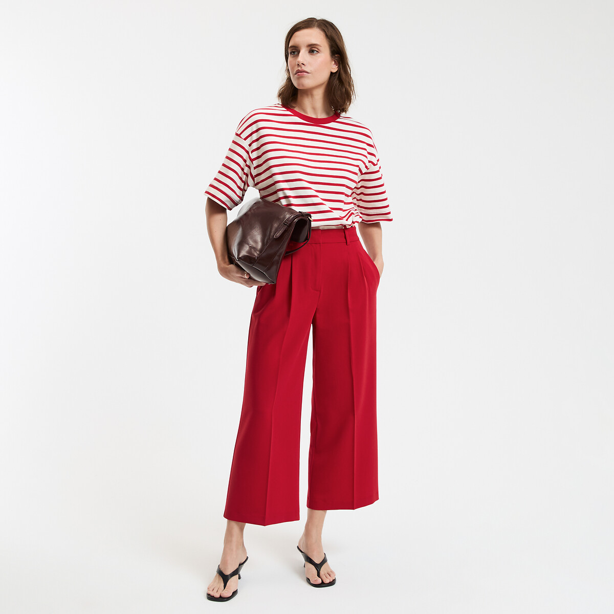 COLEÇÕES LA REDOUTE<br>Calças cropped largas com costuras