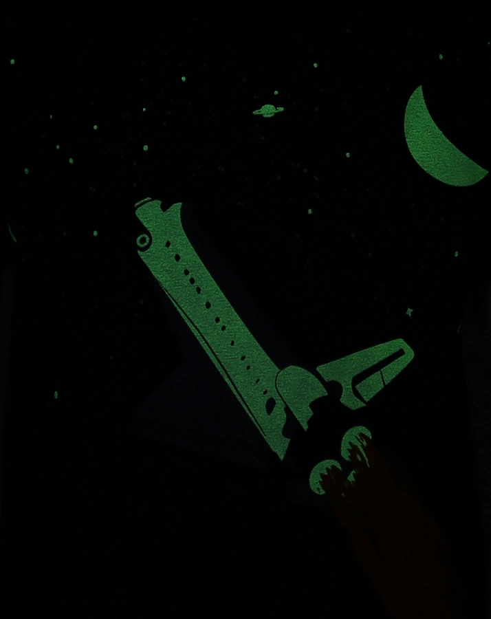 T-Shirt SPACE SHUTTLE GLOW IN THE DARK in dunkelblau