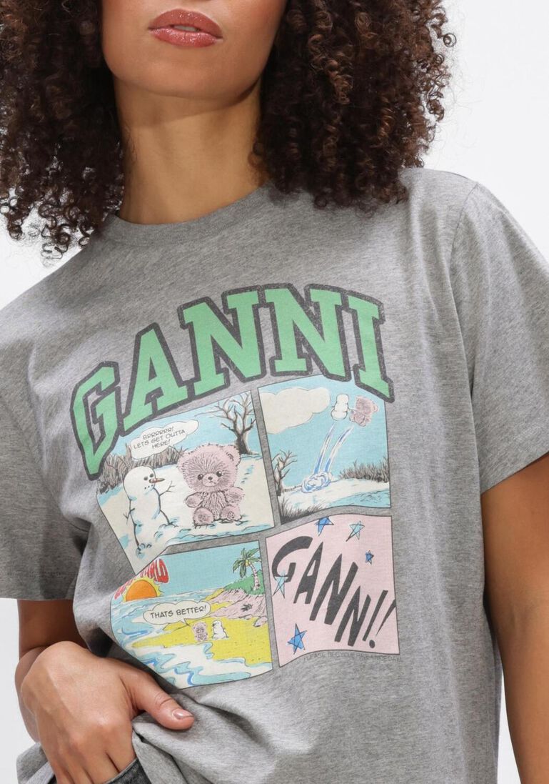 grijze ganni tops & t-shirts basic cotton jersey bear comic teddy