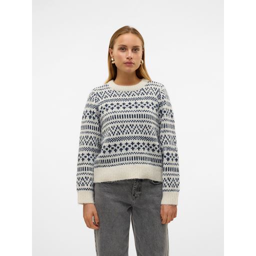 Vero Moda Kaira Striktrøje, Birch/Navy Blazer, XL